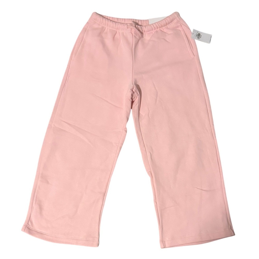 NWT Old Navy Kids Wide Leg Fleece Sweatpants Pink XS 5 Drawstring Pockets